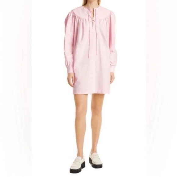 Rachel Comey Maquette Long Sleeve Lace Up Mini Dress Pink - Picture 3 of 12